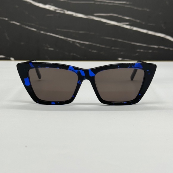 NEW SL276 MICA 009 SAINT LAURENT BLACK GREY CAT EYE SL 276 009 WOMEN SUNGLASSES - Picture 3 of 14